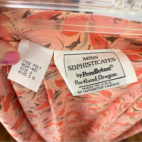 Vintage 80s Pendleton Skirt Womens Size 6 Small Midi Floral Orange Made In USA - Picture 10 of 11